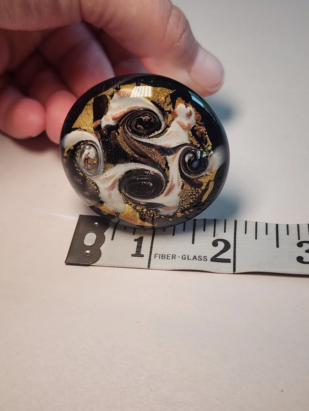 Murano Art Glass Wine Bottle Stopper Made In Italy Black and Gold